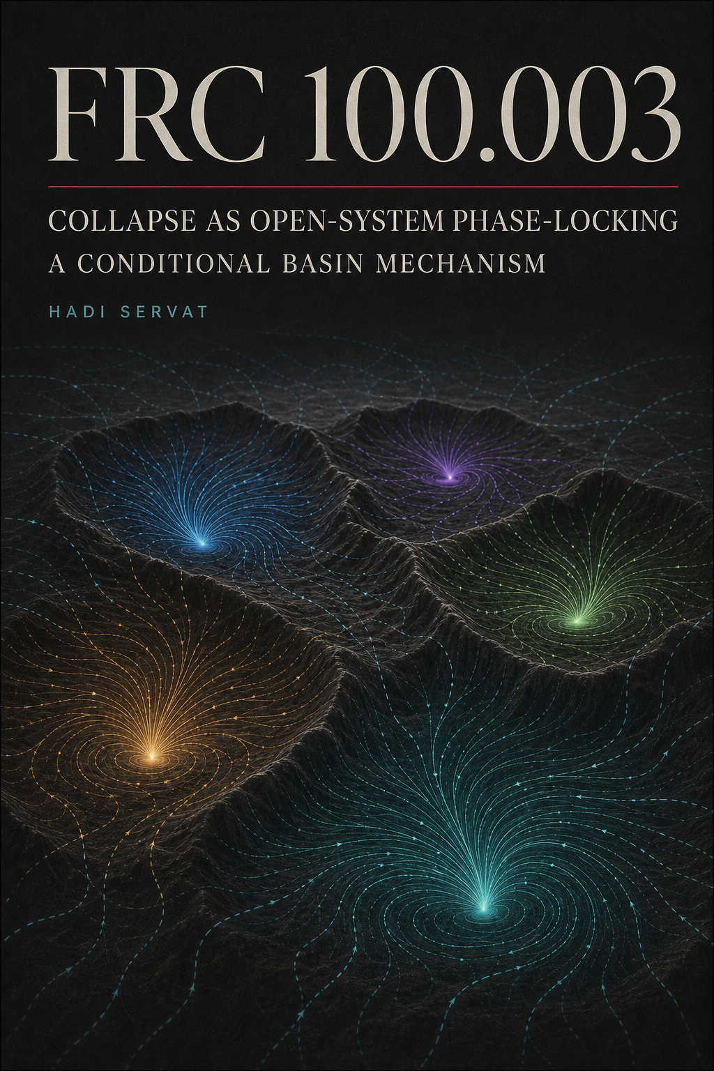 Cover art for FRC-100-003: Collapse as Open-System Phase-Locking v3.3: A Conditional Basin Mechanism